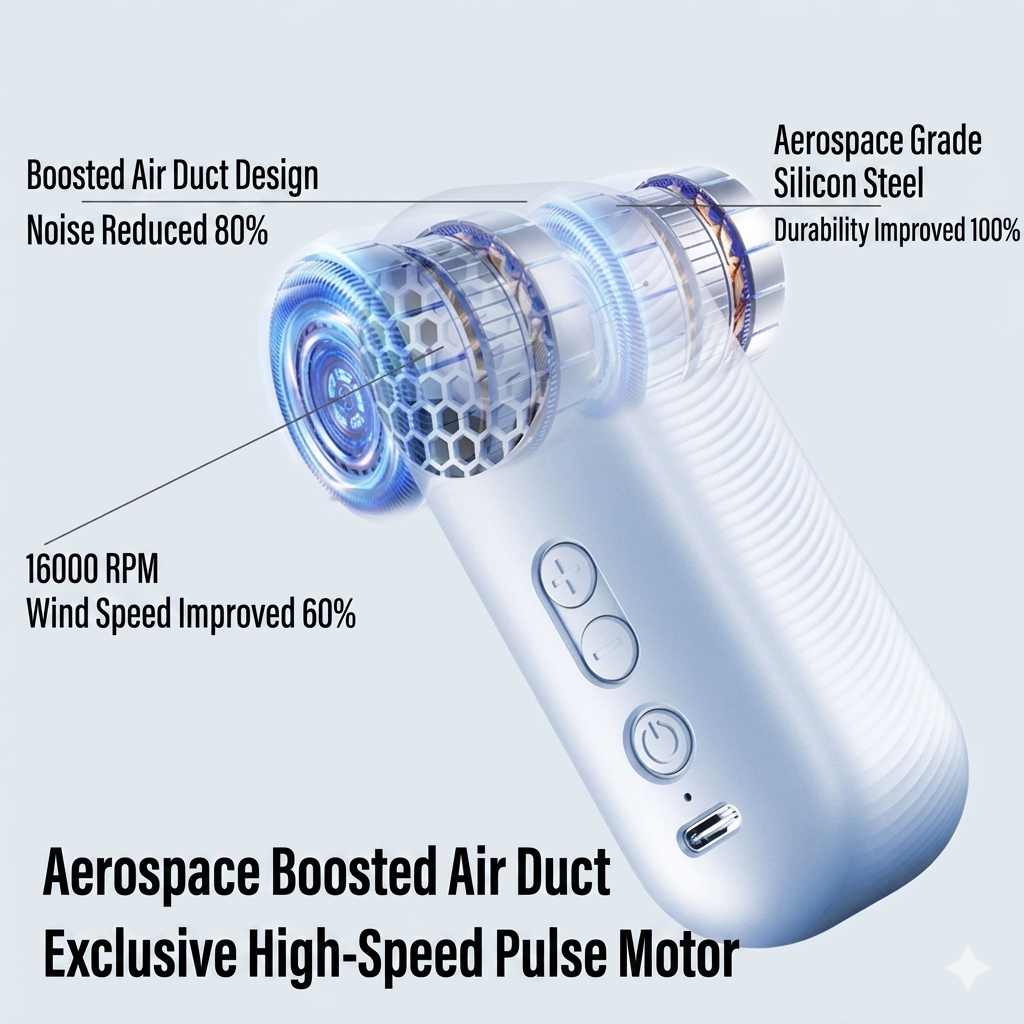 [White] High-Speed 4000mah Mini Handheld Rechargeable Fan (SM1043)
