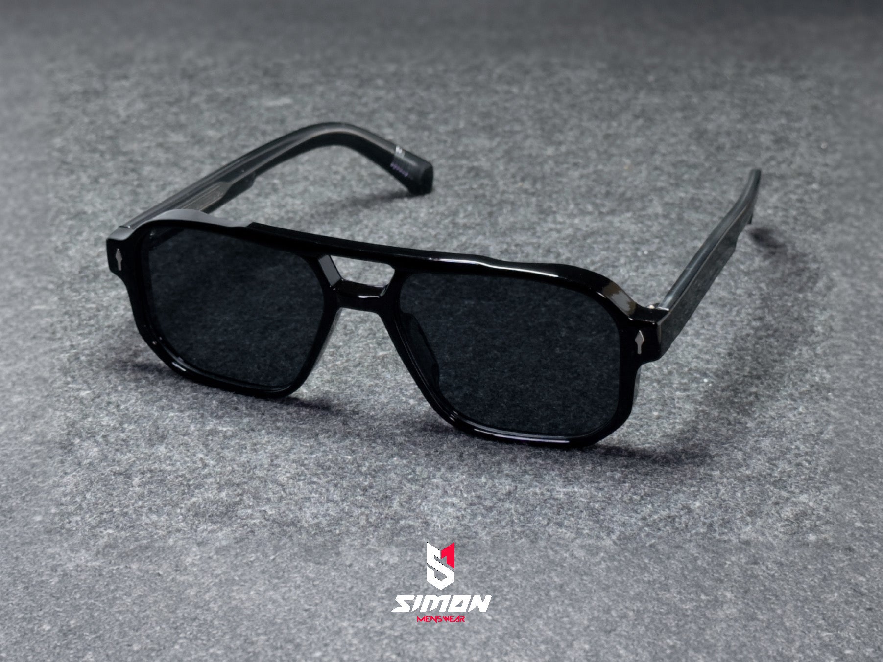 Sand Black Pilot Style UV400 Squre Frame Sunglass (SM1023)