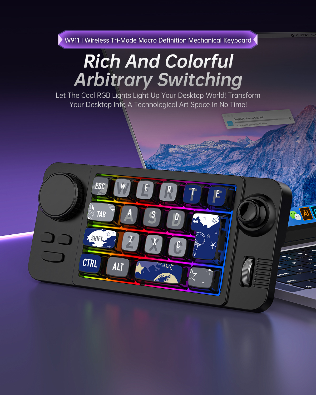 [Black] MKESPN SXS-W911 Wireless RGB Gaming Keyboard (SM1046)