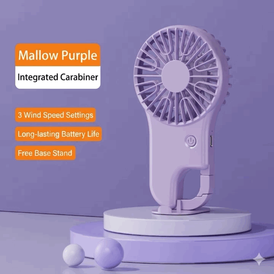[Purple] Portable Mini Rechargeable Silent Fan with Hanging Hook (SM1047)