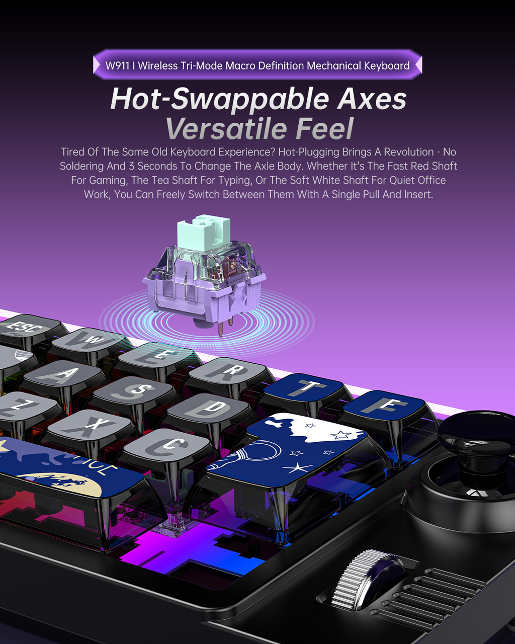 [Black] MKESPN SXS-W911 Wireless RGB Gaming Keyboard (SM1046)