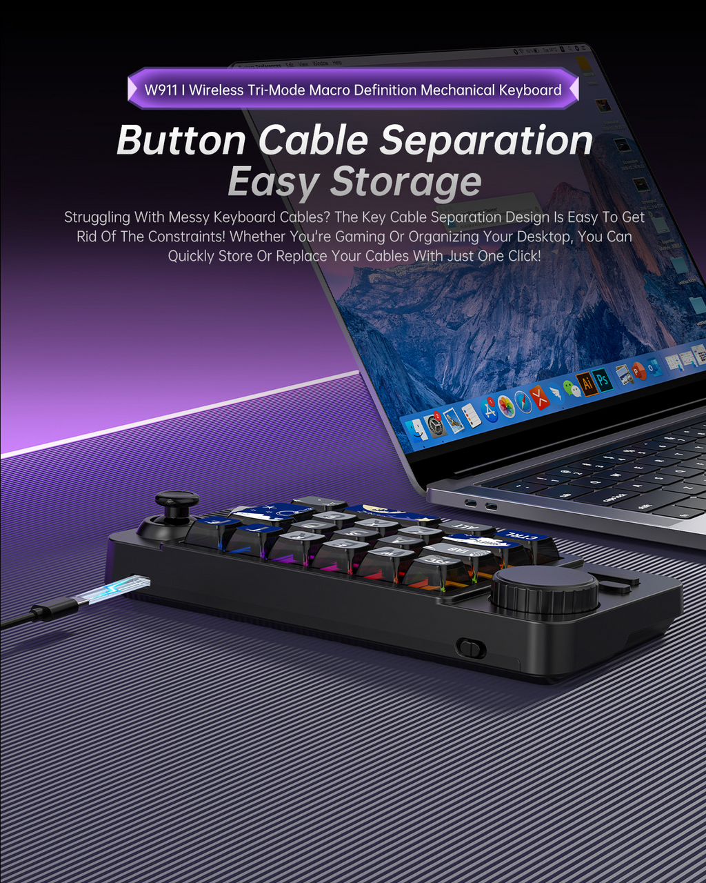 [Black] MKESPN SXS-W911 Wireless RGB Gaming Keyboard (SM1046)