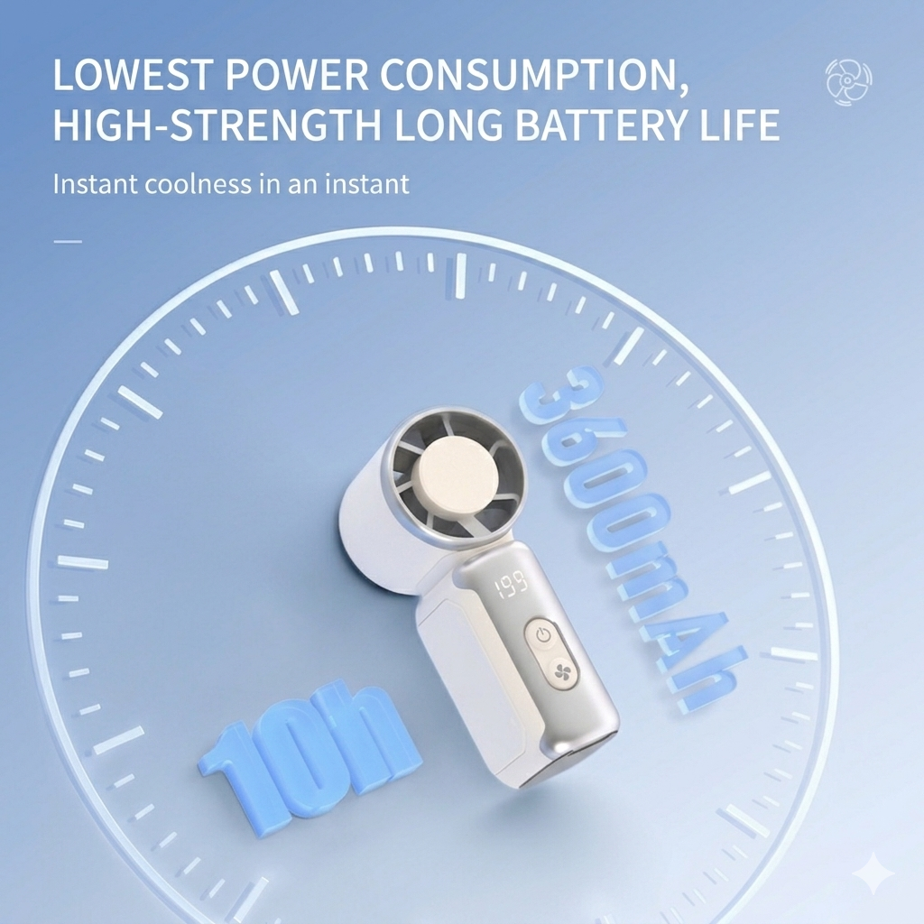 [White] Handheld High-Speed Pocket Fan | Portable USB Rechargeable (SM1037)
