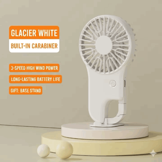 [White] Portable Mini Rechargeable Silent Fan with Hanging Hook (SM1048)
