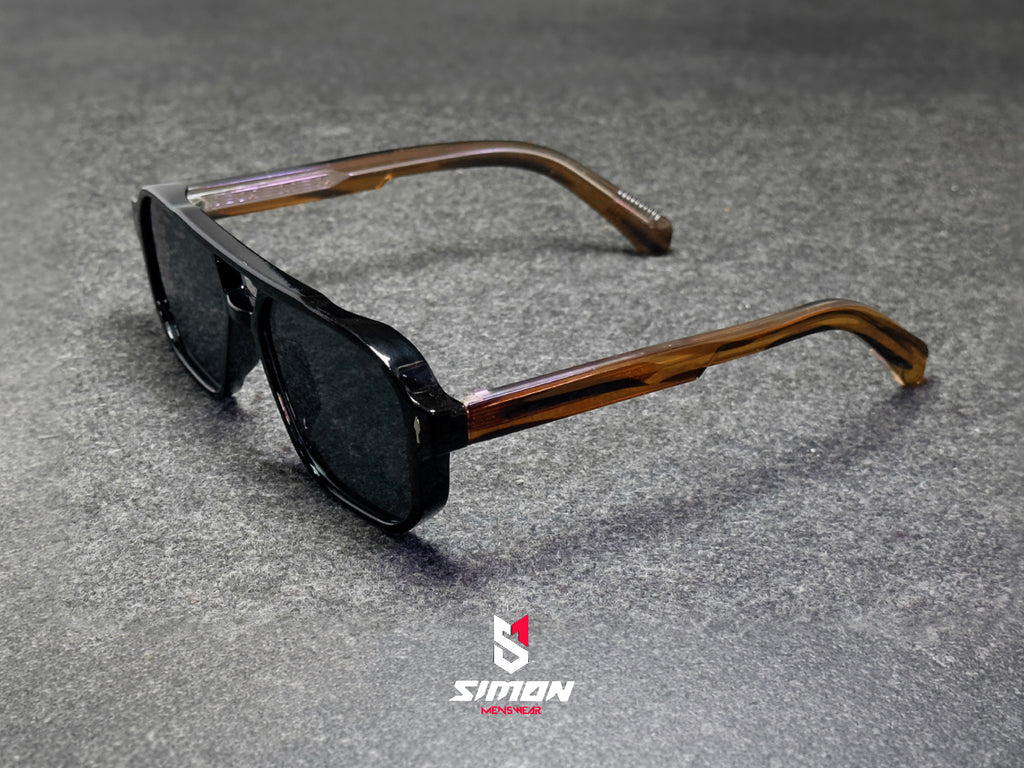 Black+Tea Pilot Style UV400 Squre Frame Sunglass (SM1022)