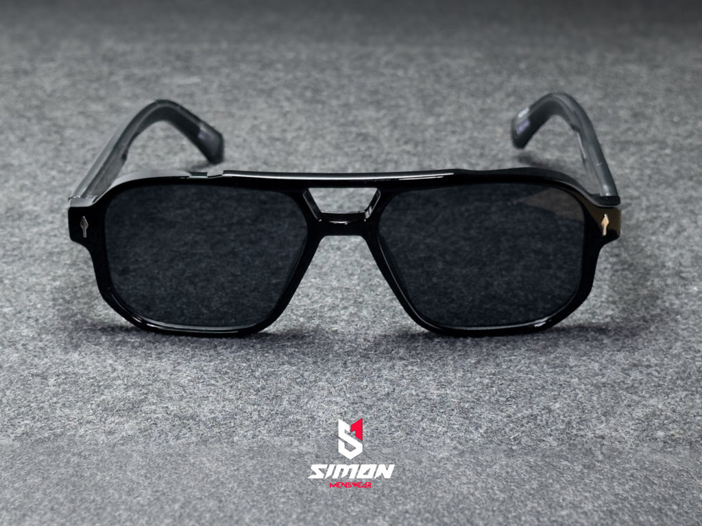 Sand Black Pilot Style UV400 Squre Frame Sunglass (SM1023)