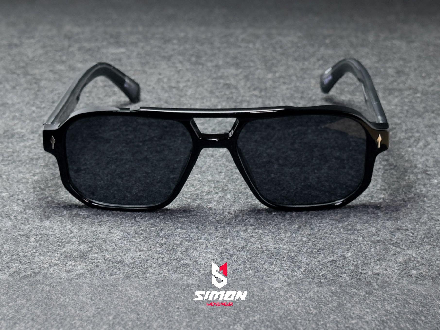 Sand Black Pilot Style UV400 Squre Frame Sunglass (SM1023)