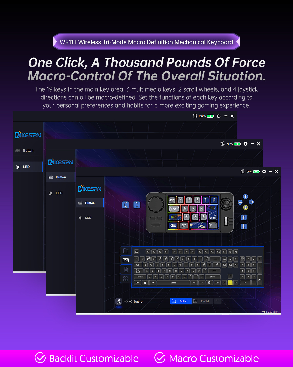 [Black] MKESPN SXS-W911 Wireless RGB Gaming Keyboard (SM1046)