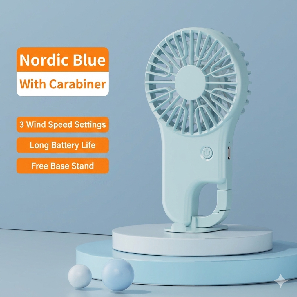 [White] Portable Mini Rechargeable Silent Fan with Hanging Hook (SM1048)